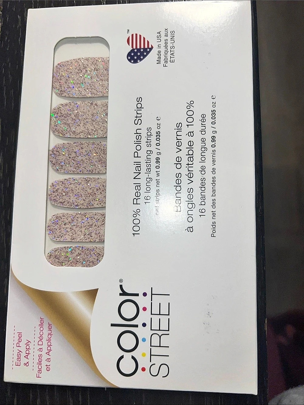 Color Street shimmer Down Nail Strips Pink Silver NWT